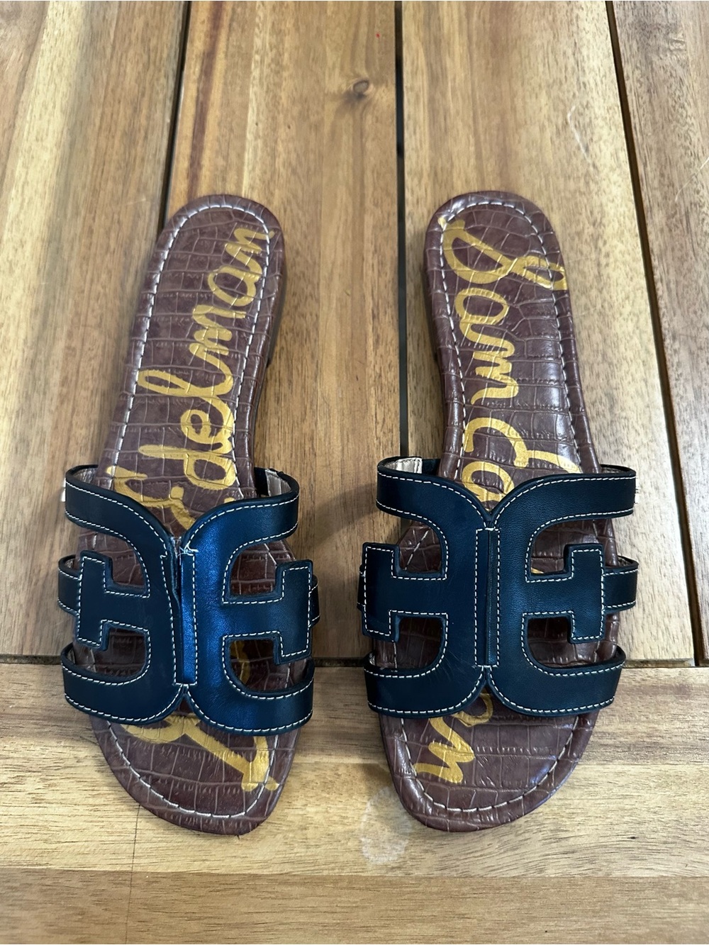 Sam Edelman Bay Slide Sandal in Black Leather size 10